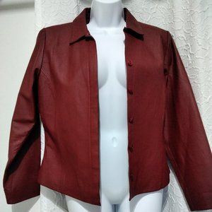 Bagatelle 100% leather jacket Women burgundy dark red Size 10 Elegant lined  001